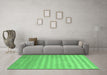 Machine Washable Abstract Emerald Green Contemporary Area Rugs in a Living Room,, wshcon720emgrn