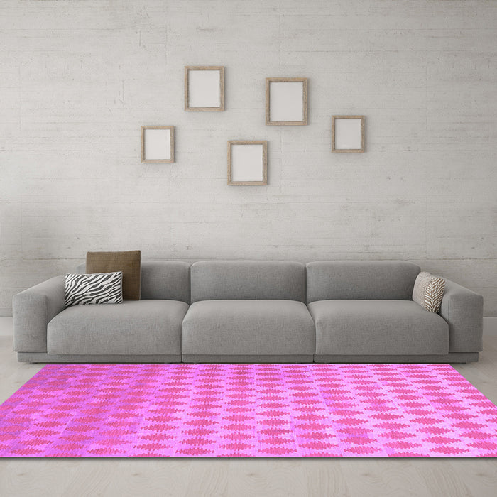 Machine Washable Abstract Purple Contemporary Area Rugs in a Living Room, wshcon720pur