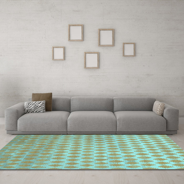 Machine Washable Abstract Light Blue Contemporary Rug in a Living Room, wshcon720lblu