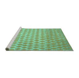 Sideview of Machine Washable Abstract Turquoise Contemporary Area Rugs, wshcon720turq