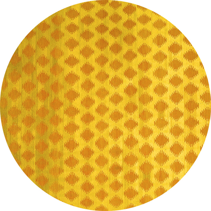 Round Machine Washable Abstract Yellow Contemporary Rug, wshcon720yw