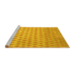 Sideview of Machine Washable Abstract Yellow Contemporary Rug, wshcon720yw
