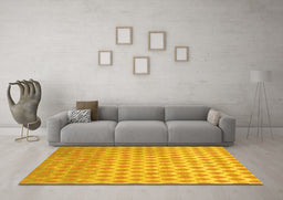Machine Washable Abstract Yellow Contemporary Rug in a Living Room, wshcon720yw
