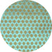 Round Abstract Light Blue Contemporary Rug, con720lblu