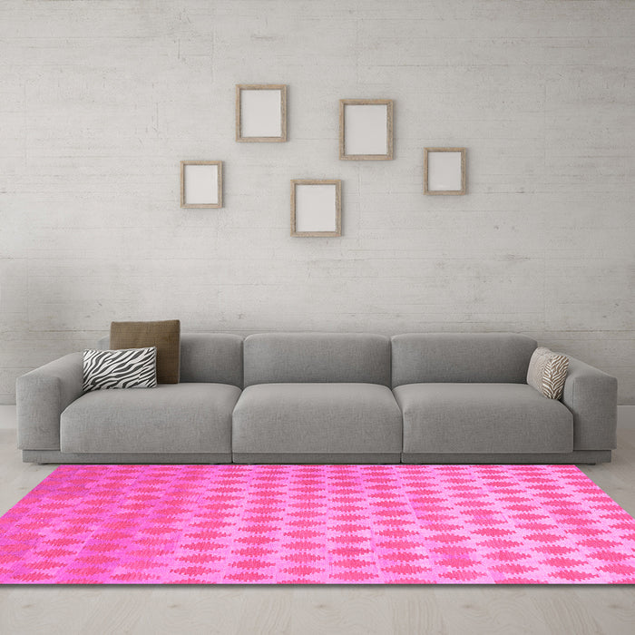 Machine Washable Abstract Pink Contemporary Rug in a Living Room, wshcon720pnk
