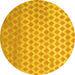 Round Abstract Yellow Contemporary Rug, con720yw