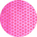 Round Machine Washable Abstract Pink Contemporary Rug, wshcon720pnk