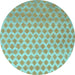 Round Machine Washable Abstract Light Blue Contemporary Rug, wshcon720lblu
