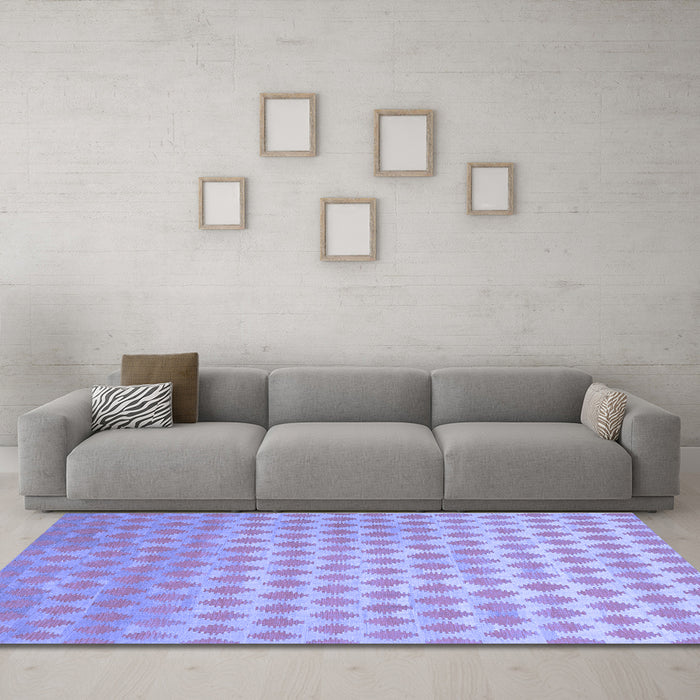 Machine Washable Abstract Blue Contemporary Rug in a Living Room, wshcon720blu