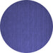 Round Abstract Blue Contemporary Rug, con721blu