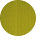 Round Machine Washable Abstract Yellow Contemporary Rug, wshcon722yw