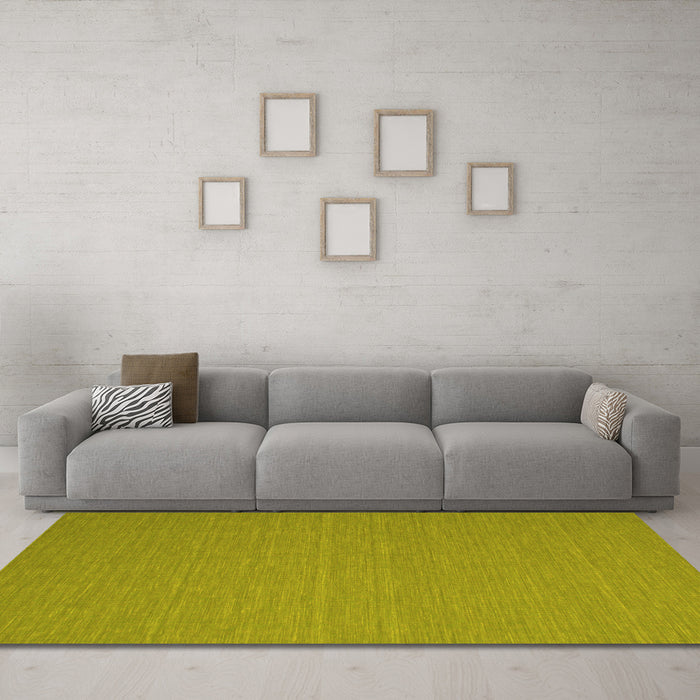 Machine Washable Abstract Yellow Contemporary Rug in a Living Room, wshcon722yw