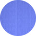 Round Abstract Blue Contemporary Rug, con722blu