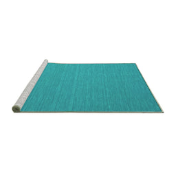 Sideview of Machine Washable Abstract Turquoise Contemporary Area Rugs, wshcon722turq