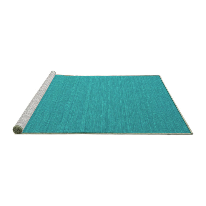 Sideview of Machine Washable Abstract Turquoise Contemporary Area Rugs, wshcon722turq