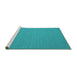 Sideview of Machine Washable Abstract Turquoise Contemporary Area Rugs, wshcon722turq