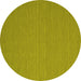 Round Abstract Yellow Contemporary Rug, con722yw