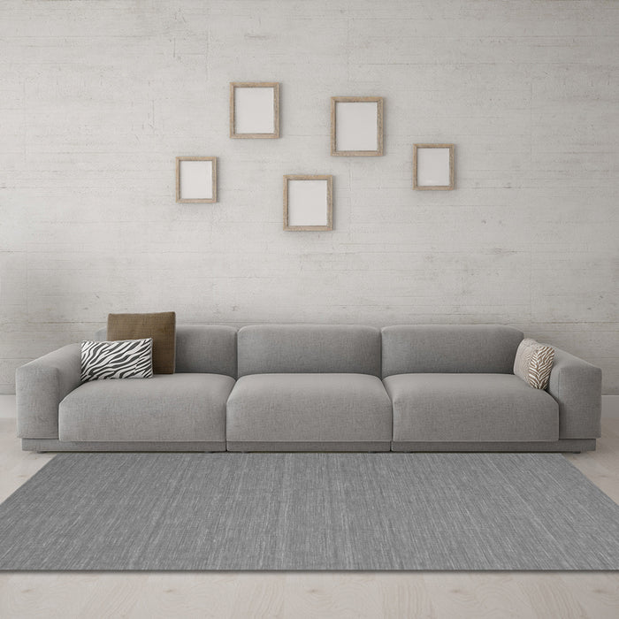 Machine Washable Abstract Gray Contemporary Rug in a Living Room,, wshcon722gry