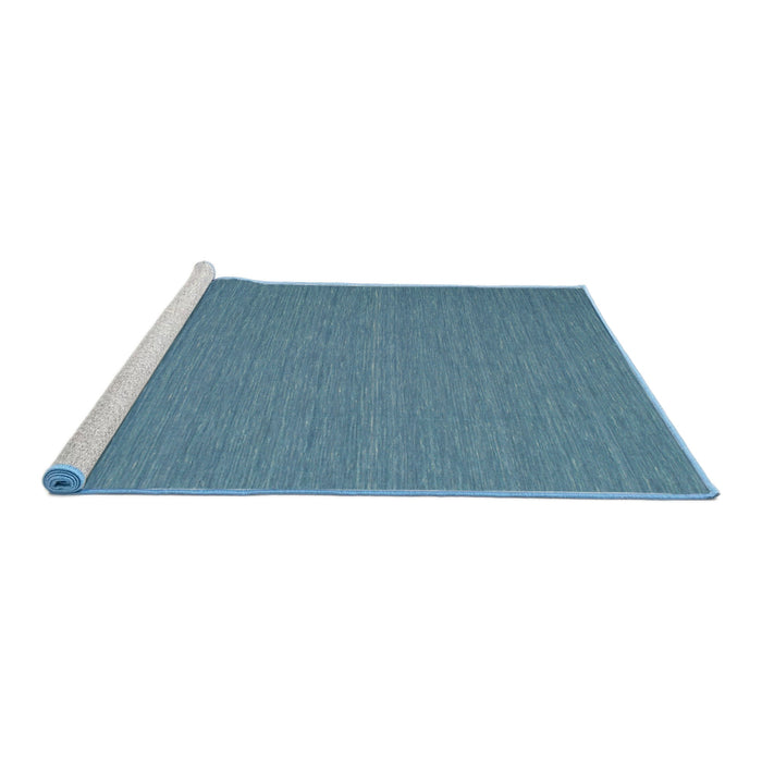 Serging Thickness of Machine Washable Contemporary Glacial Blue Ice Blue Rug, wshcon723