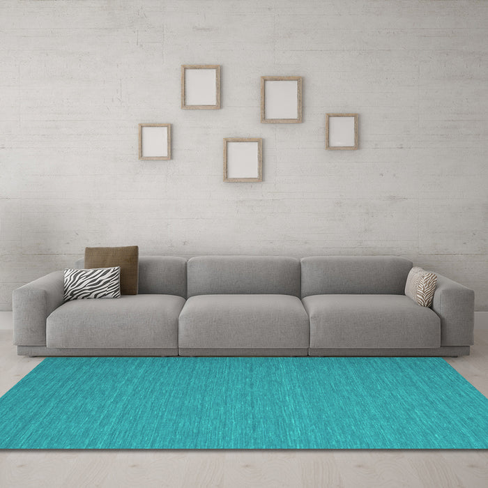 Machine Washable Abstract Turquoise Contemporary Area Rugs in a Living Room,, wshcon723turq
