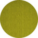 Round Abstract Yellow Contemporary Rug, con723yw