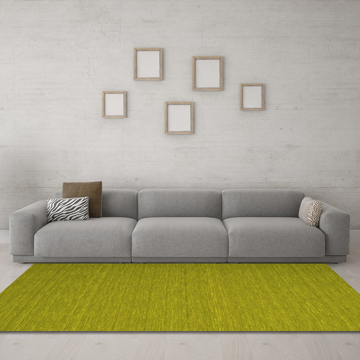 Machine Washable Abstract Yellow Contemporary Rug in a Living Room, wshcon723yw