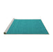 Sideview of Machine Washable Abstract Turquoise Contemporary Area Rugs, wshcon723turq