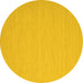 Round Machine Washable Solid Yellow Modern Rug, wshcon724yw