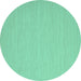 Round Machine Washable Solid Turquoise Modern Area Rugs, wshcon724turq