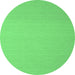 Round Machine Washable Solid Emerald Green Modern Area Rugs, wshcon725emgrn