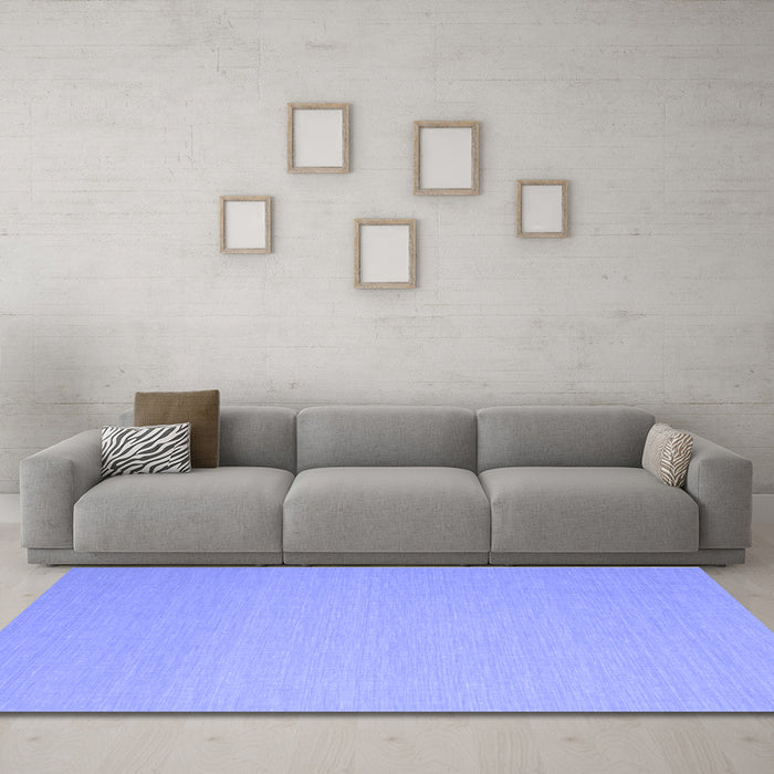 Machine Washable Solid Blue Modern Rug in a Living Room, wshcon725blu