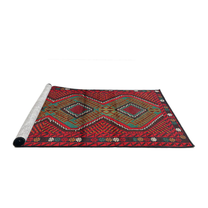 Serging Thickness of Machine Washable Contemporary Red Rug, wshcon726