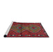 Serging Thickness of Machine Washable Contemporary Red Rug, wshcon726