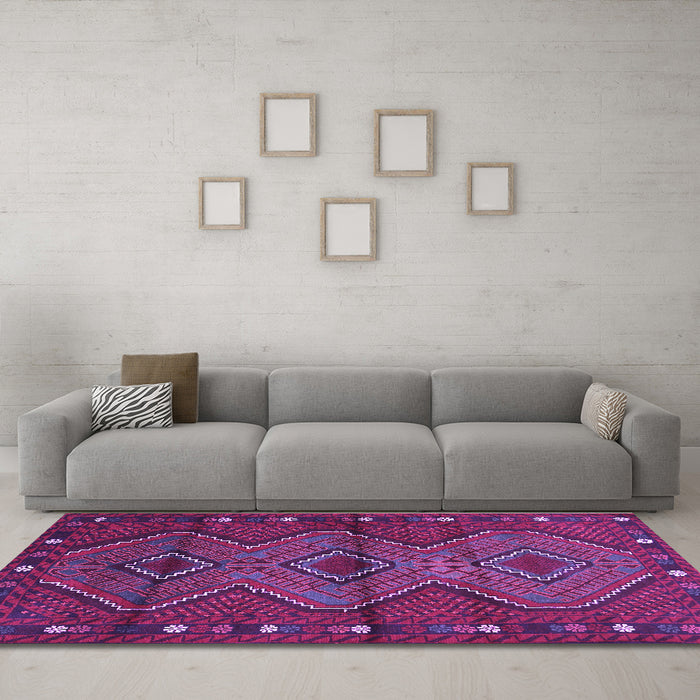 Machine Washable Oriental Purple Traditional Area Rugs in a Living Room, wshcon726pur