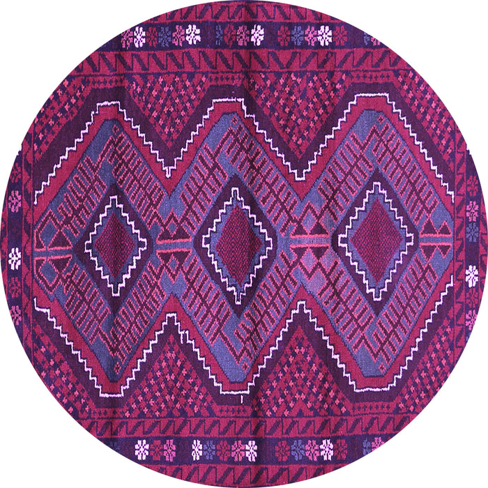 Round Oriental Purple Traditional Rug, con726pur