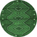 Round Oriental Emerald Green Traditional Rug, con726emgrn