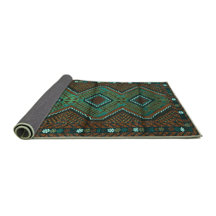 Sideview of Oriental Turquoise Traditional Rug, con726turq