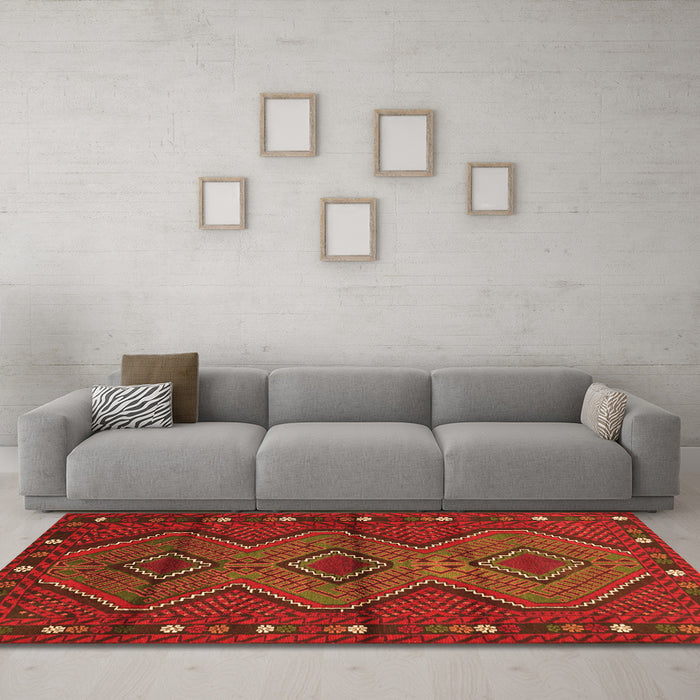 Machine Washable Oriental Orange Traditional Area Rugs in a Living Room, wshcon726org