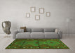 Machine Washable Oriental Green Traditional Area Rugs in a Living Room,, wshcon726grn