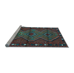 Sideview of Machine Washable Oriental Light Blue Traditional Rug, wshcon726lblu