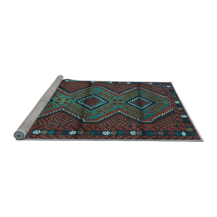 Sideview of Machine Washable Oriental Light Blue Traditional Rug, wshcon726lblu