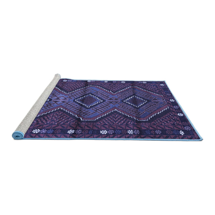 Sideview of Machine Washable Oriental Blue Traditional Rug, wshcon726blu