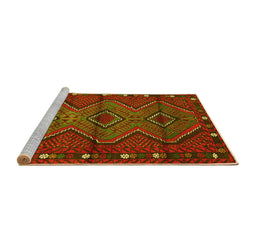 Sideview of Machine Washable Oriental Yellow Traditional Rug, wshcon726yw