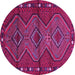 Round Oriental Pink Traditional Rug, con726pnk