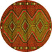 Round Oriental Yellow Traditional Rug, con726yw
