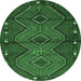 Round Machine Washable Oriental Emerald Green Traditional Area Rugs, wshcon726emgrn