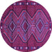 Round Machine Washable Oriental Purple Traditional Area Rugs, wshcon726pur