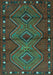 Machine Washable Oriental Turquoise Traditional Area Rugs, wshcon726turq