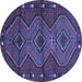 Round Machine Washable Oriental Blue Traditional Rug, wshcon726blu