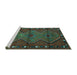 Sideview of Machine Washable Oriental Turquoise Traditional Area Rugs, wshcon726turq